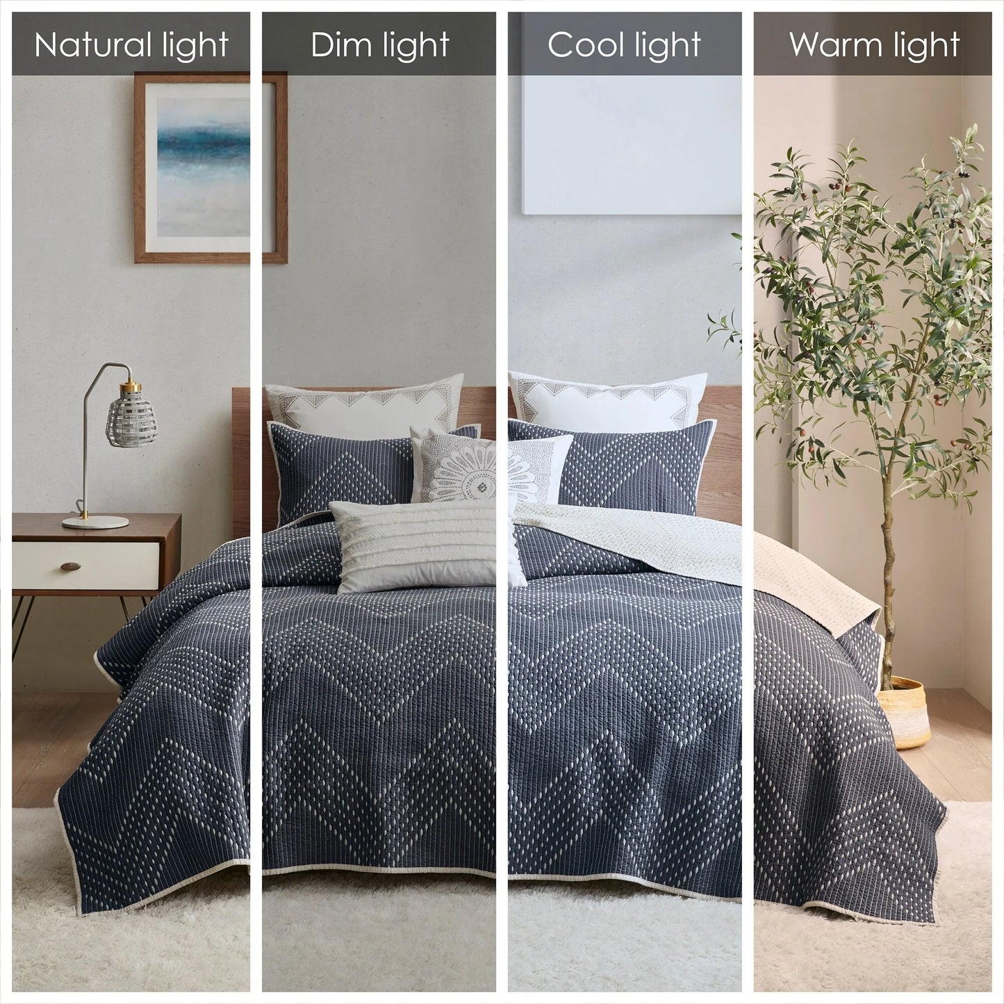 INK+IVY Pomona 3 Piece Embroidered Cotton Quilt Set