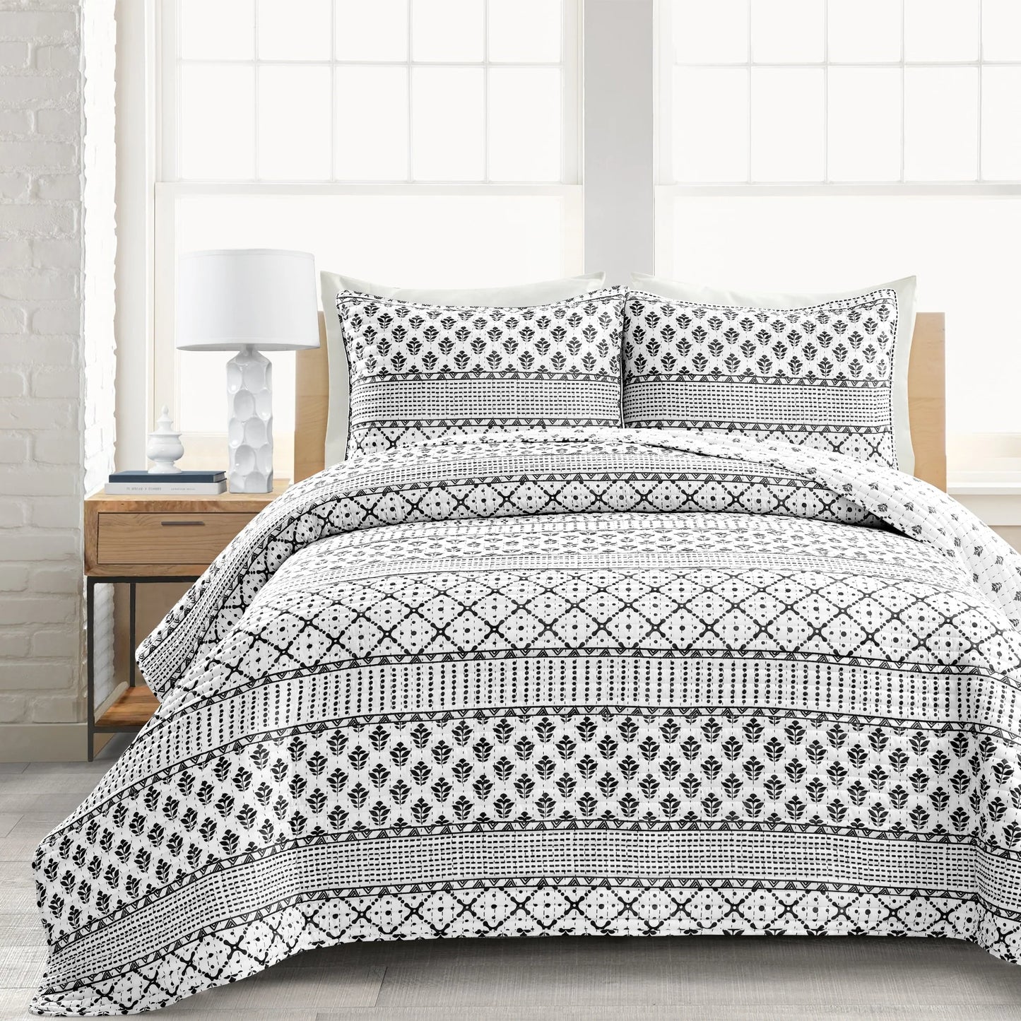 Lush Decor Monique Stripe 3 Piece Quilt Set