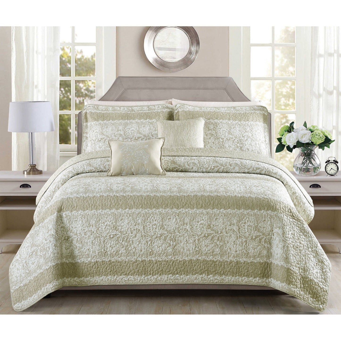 Serenta Emma 5 Piece Printed Quilt Bedspread Coverlet Set