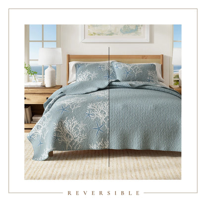 Linery & Co. Coastal Microfiber Quilt Set With Shams.
