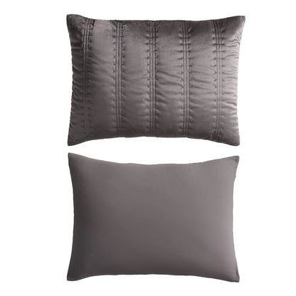 Vera Wang Velvet Linear Stitch Solid Quilt Set