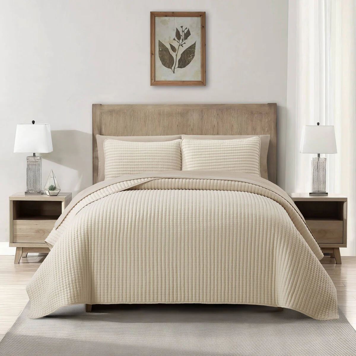 Nanshing Cassidy 7 Piece Solid Color Waffle Quilt Set
