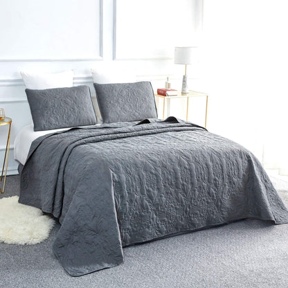 Sophia & William 2/3 Pieces Quilt Set, Reversible Microfiber Bedding Bedspread Coverlet Set