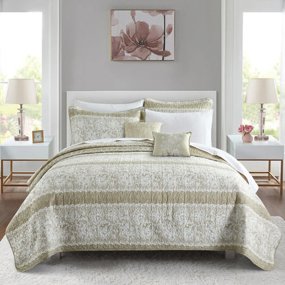 Serenta Emma 5 Piece Printed Quilt Bedspread Coverlet Set