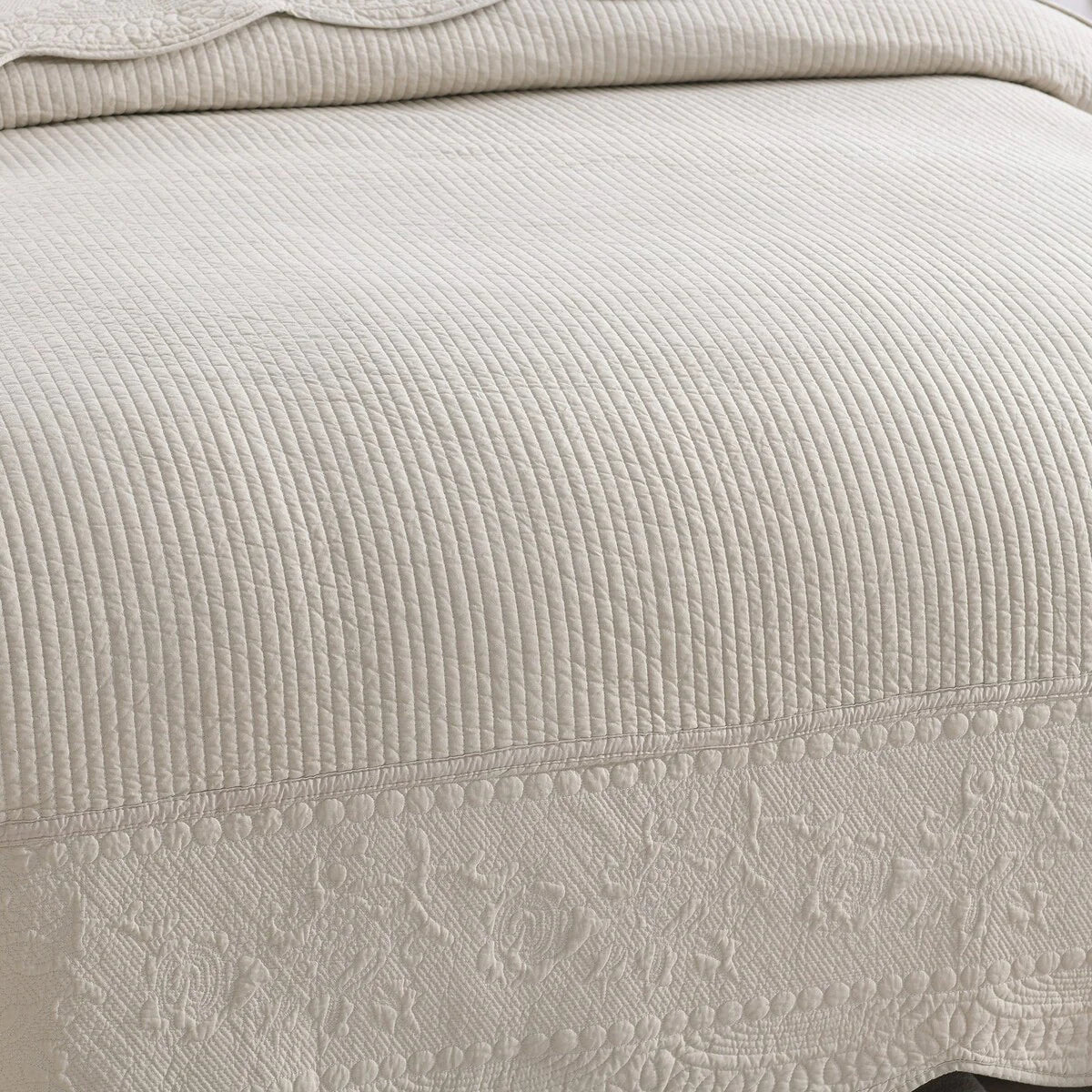 MarCielo 3 Piece Embroidered 100% Cotton Oversized Quilt Bedspread Set TG