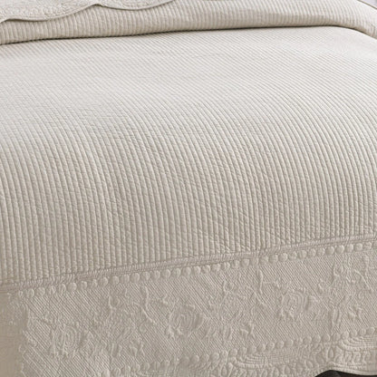 MarCielo 3 Piece Embroidered 100% Cotton Oversized Quilt Bedspread Set TG
