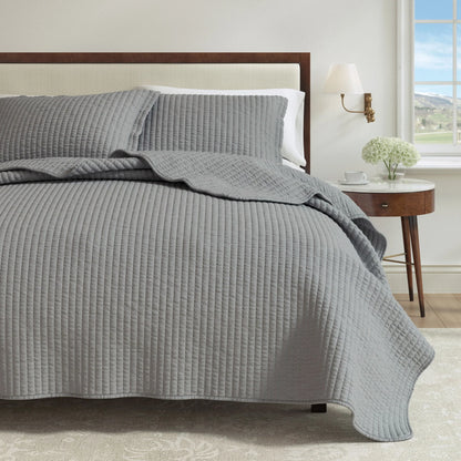 Linery & Co. Detailed Channel Stitch Microfiber Quilt Set With Shams.
