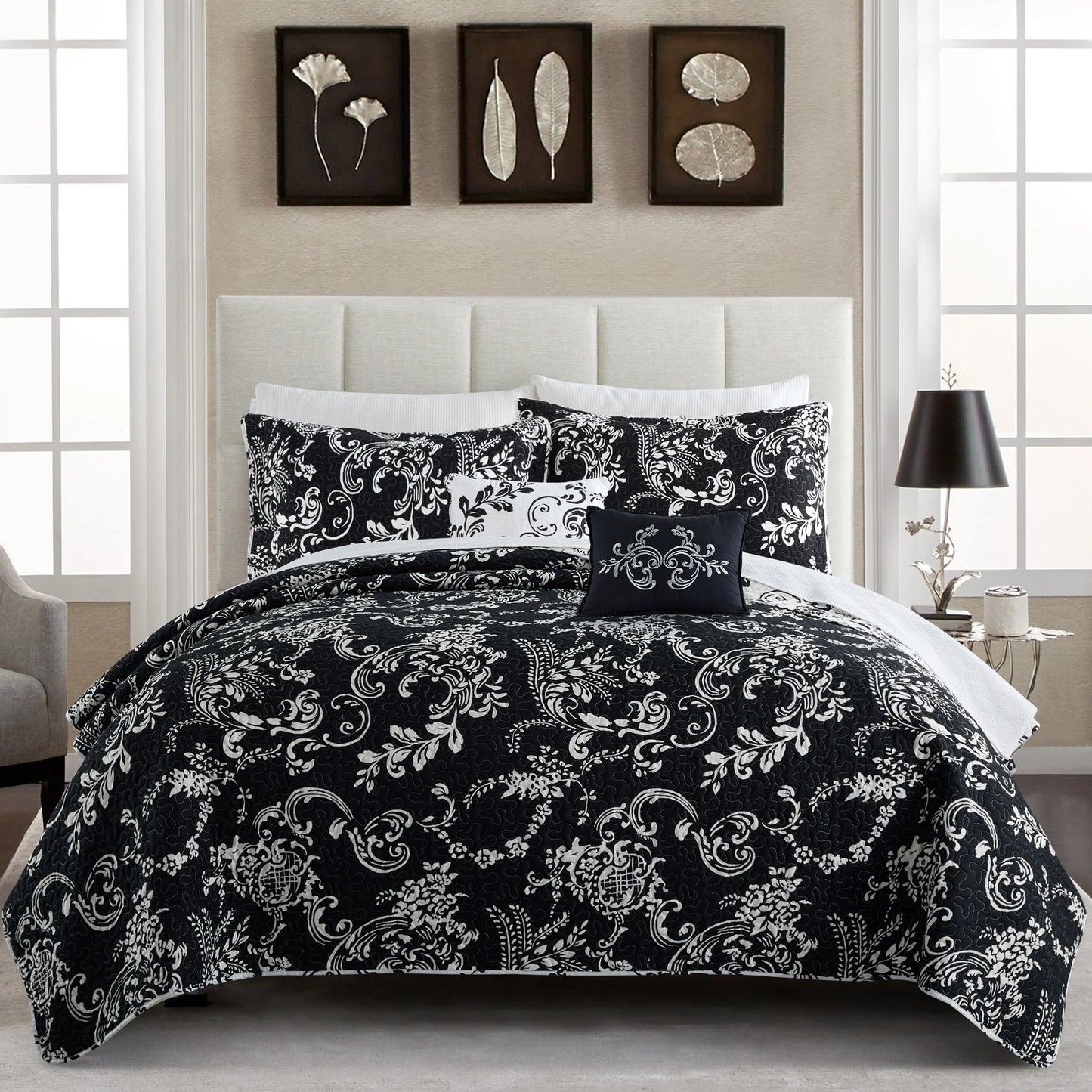 Serenta 5 Piece Printed Microfiber LA Boheme Quilt Set