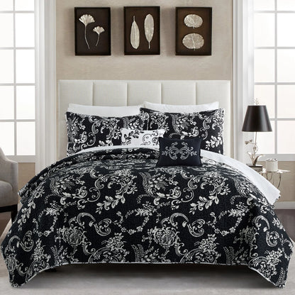 Serenta 5 Piece Printed Microfiber LA Boheme Quilt Set