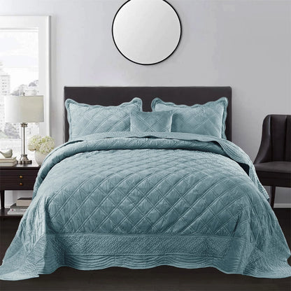 Serenta Supersoft Microplush Quilted 4 Pieces Bedspread Coverlet Set
