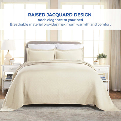 Superior Basketweave Cotton Decorative Bedspread Set