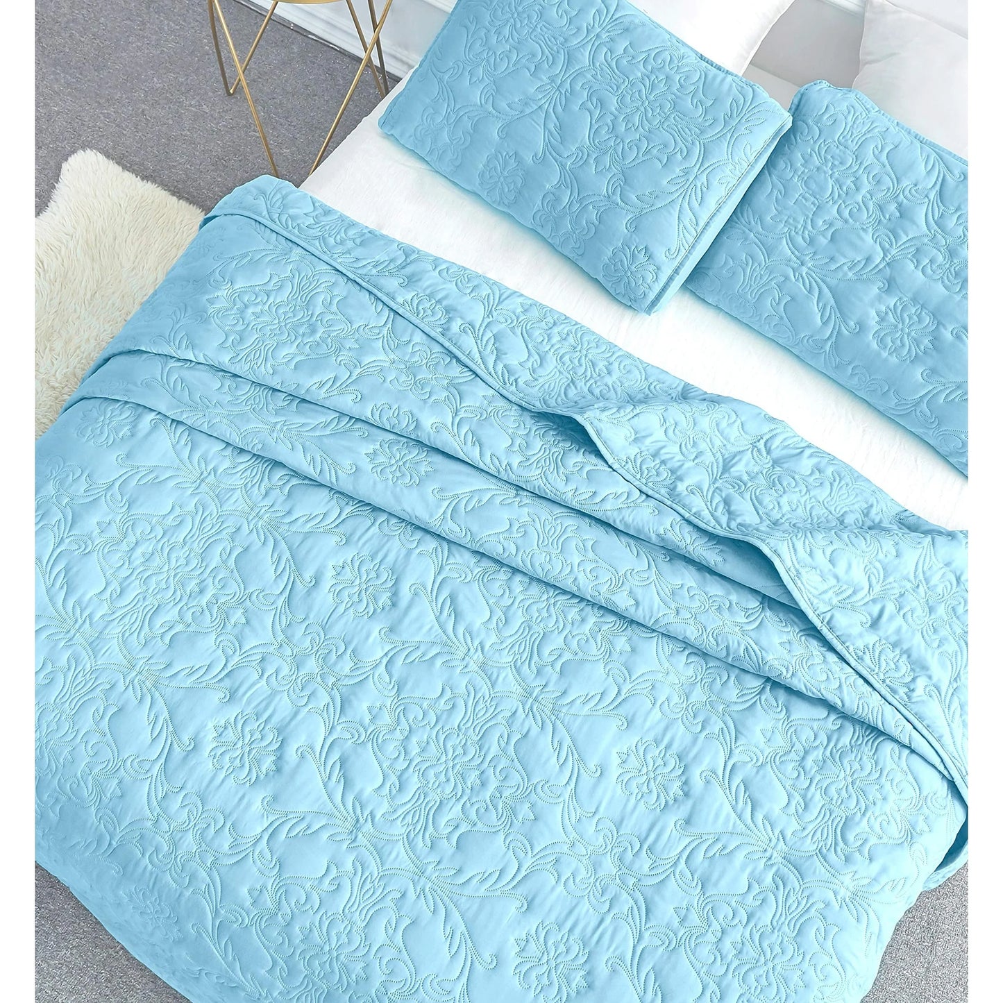 Sophia & William 2/3 Pieces Quilt Set, Reversible Microfiber Bedding Bedspread Coverlet Set