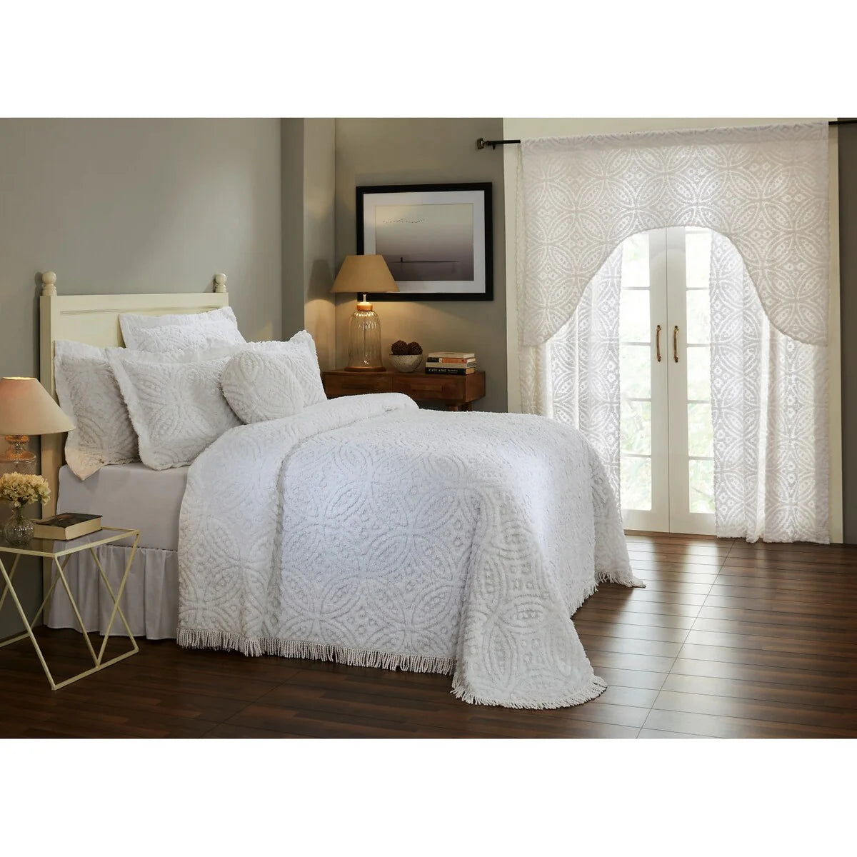 Better Trends Wedding Ring 100% Cotton Soft & Plush Chenille Tufted Bedspread - Loop Design, Machine Washable & Tumble Dry Safe