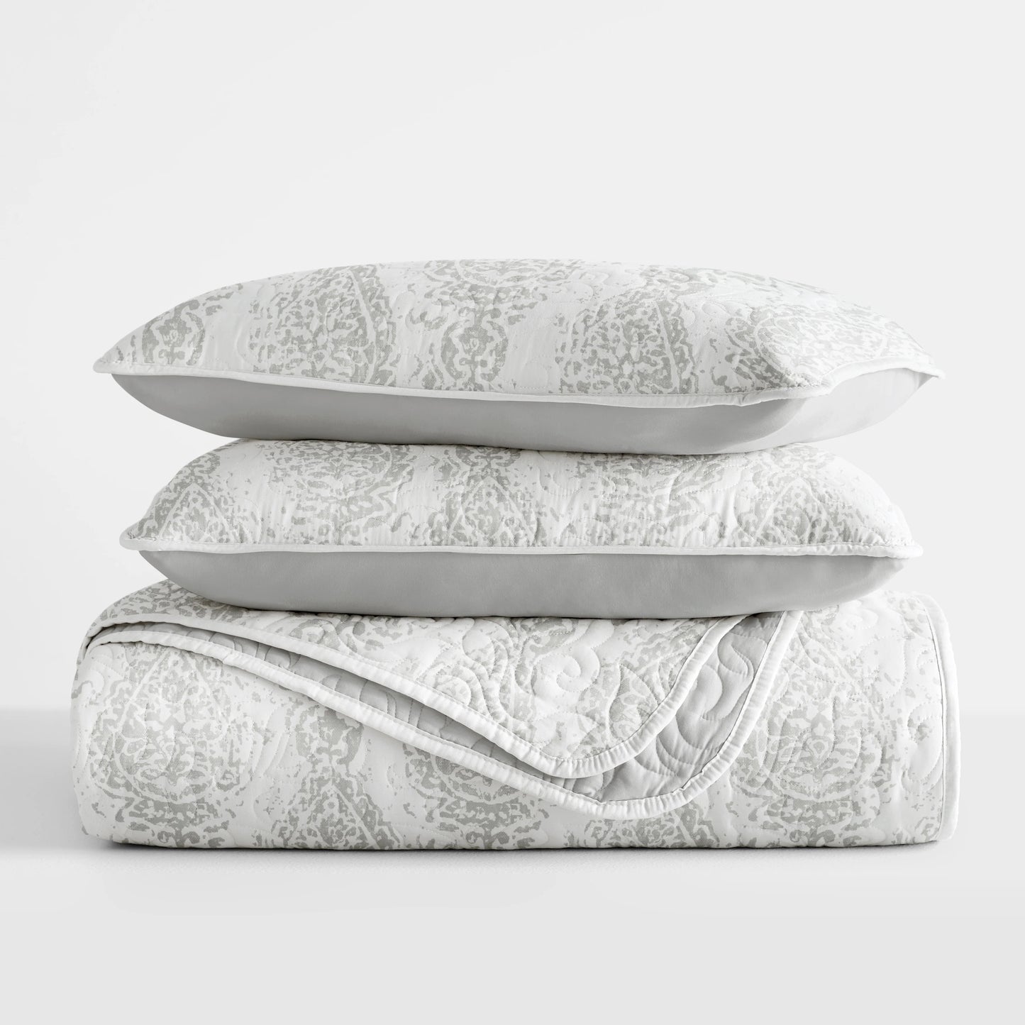Becky Cameron All Season 3 Piece Distressed Damask Reversible Quilt Set with Shams