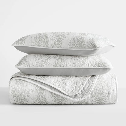 Becky Cameron All Season 3 Piece Distressed Damask Reversible Quilt Set with Shams