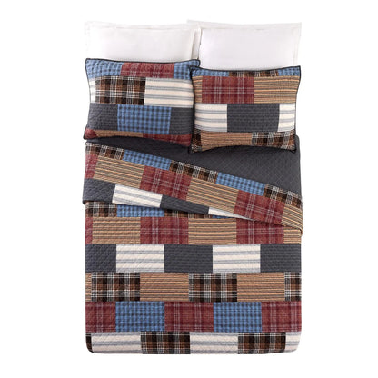 Cabin Patchwork Cotton 3-Piece Quilt Set