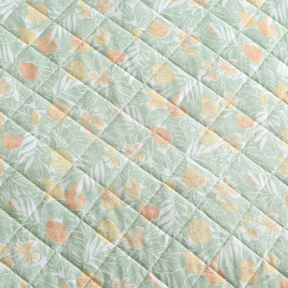Tommy Bahama Pineapple Bloom Cotton Reversible Green Quilt Set