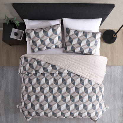 Kenneth Cole New York Gridwork - Brown Quilt & Sham Set