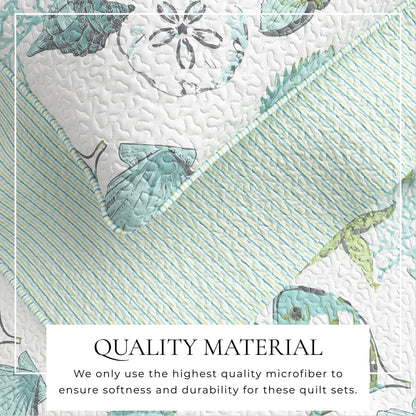 Linery & Co. Coastal Microfiber Quilt Set With Shams.