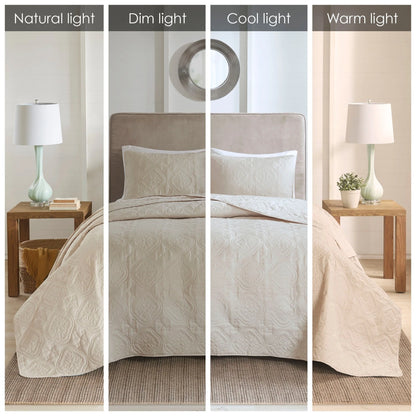 510 Design Hayley Oversized Solid Texture 3 Piece Reversible Bedspread Set