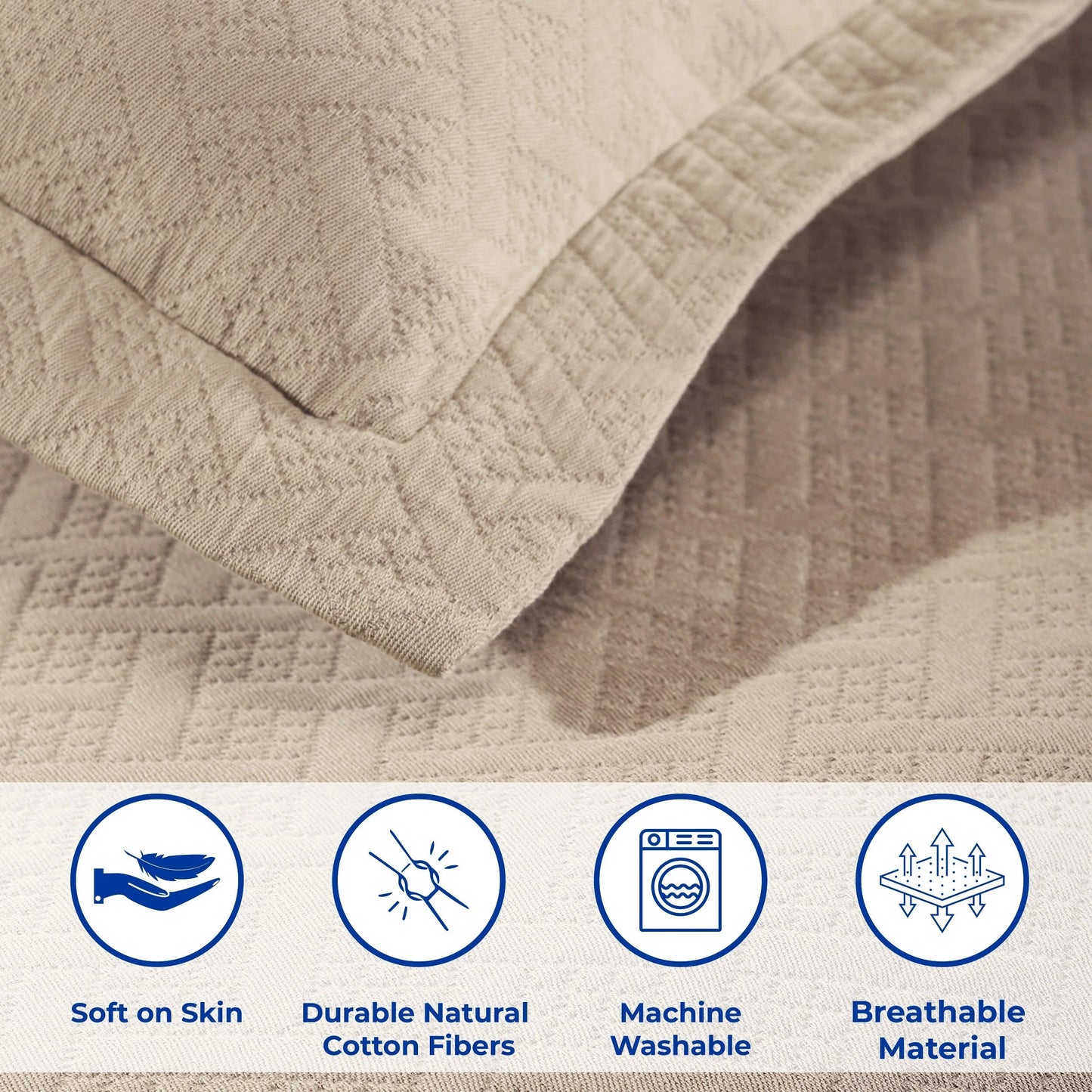 Superior Basketweave Cotton Decorative Bedspread Set