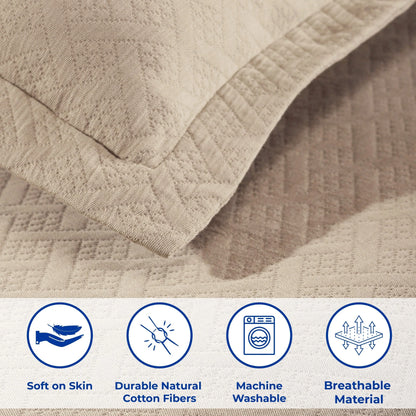 Superior Basketweave Cotton Decorative Bedspread Set