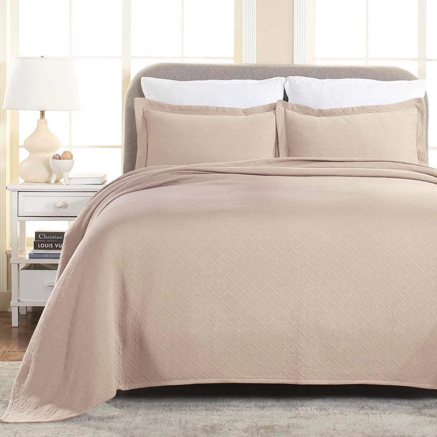 Superior Basketweave Cotton Decorative Bedspread Set