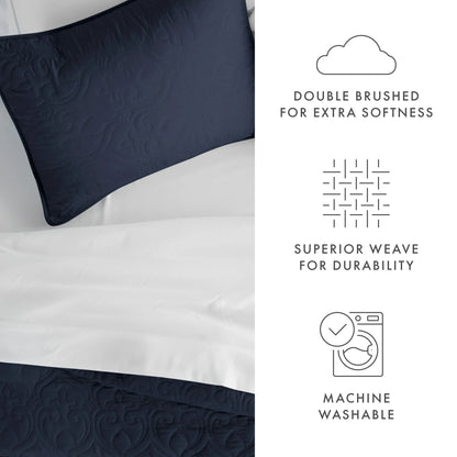 Soft Essentials Premium Ultra Soft Damask Pattern Quilted Coverlet Set