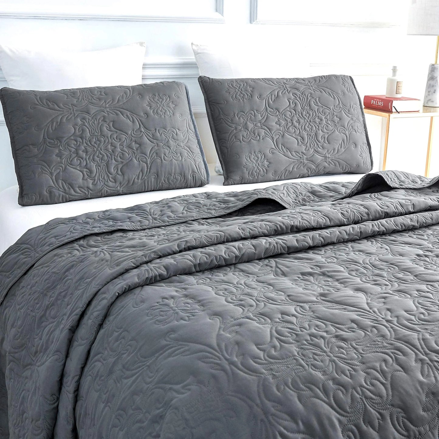 Sophia & William 2/3 Pieces Quilt Set, Reversible Microfiber Bedding Bedspread Coverlet Set