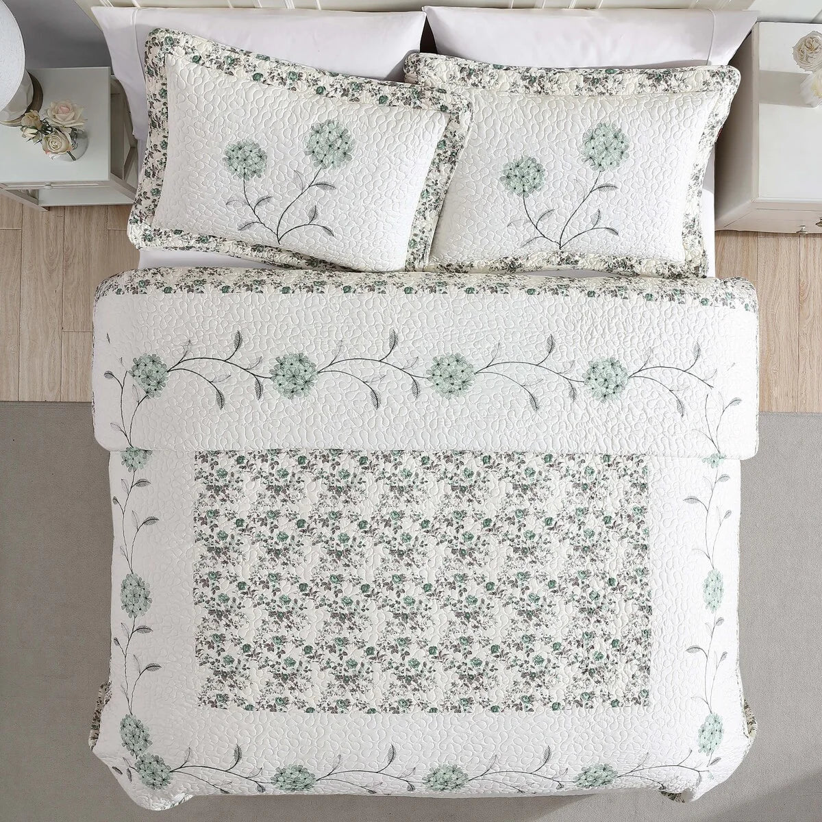 Carnation Embroidered Bedspread