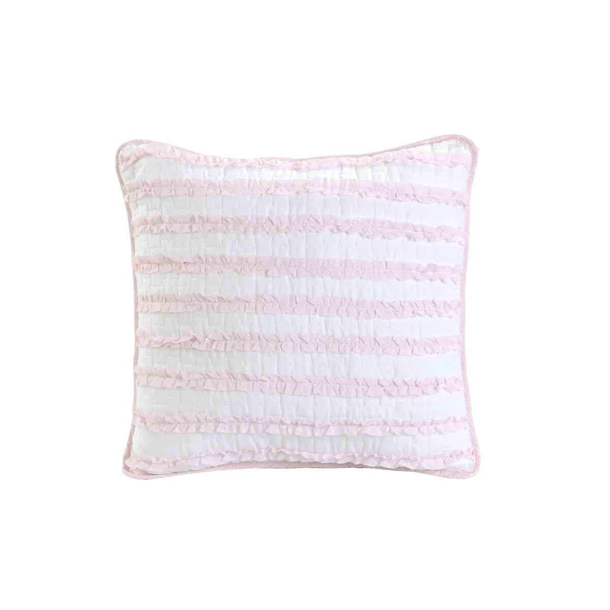 Cozy Line Pretty in Pink Girly Ruffle Pink Cotton Quilt Bedding Set with 2 Throw Pillows