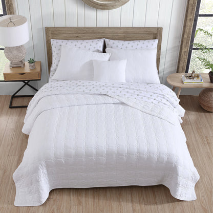 Stone Cottage Floral Trellis Cotton White 4 Piece Quilt Bonus Set