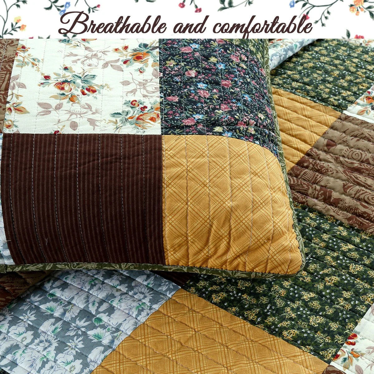 Cozy Line Andy Patchwork 3 Piece Reversible Cotton Quilt Bedding Set