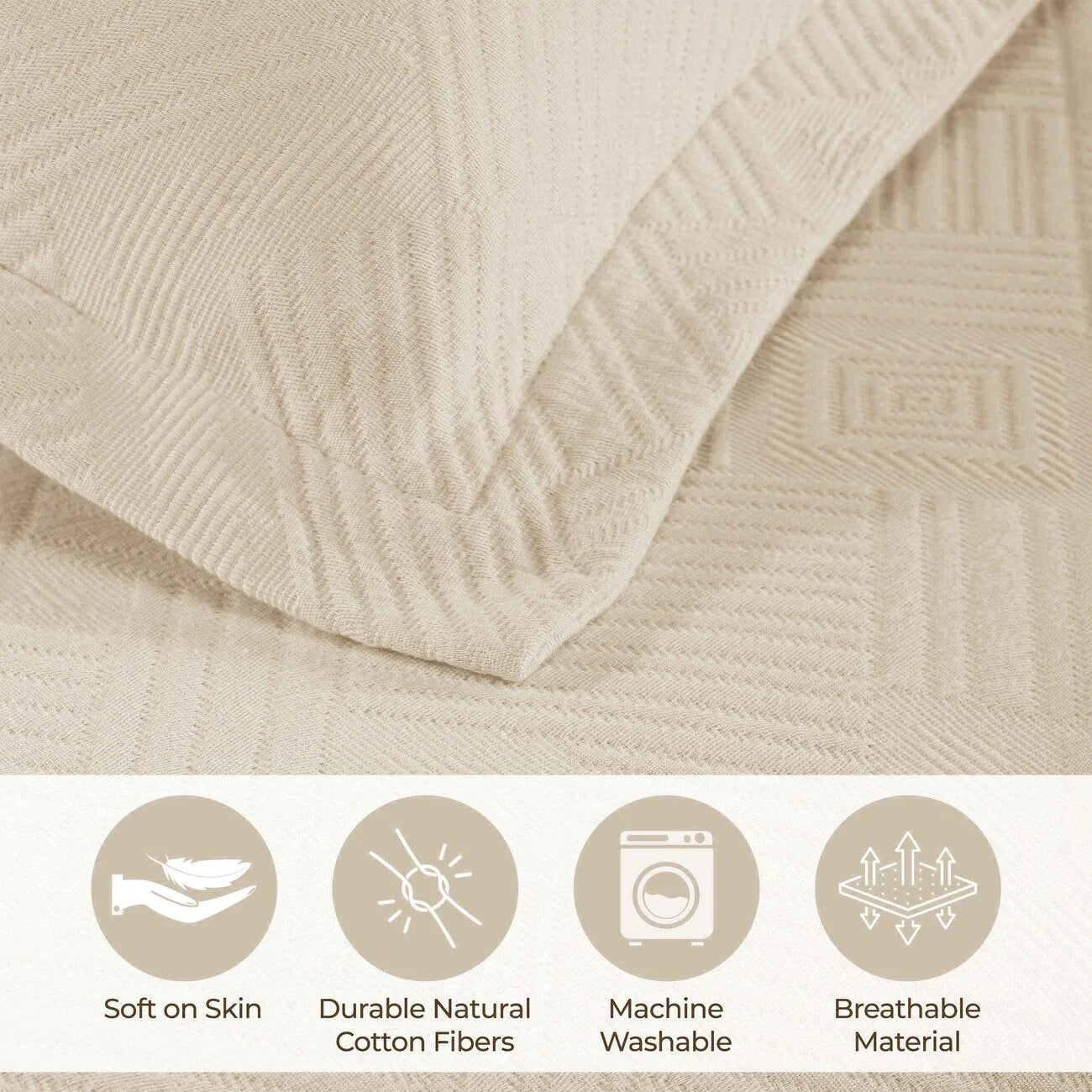 Superior Geometric Fret Cotton Decorative Bedspread Set