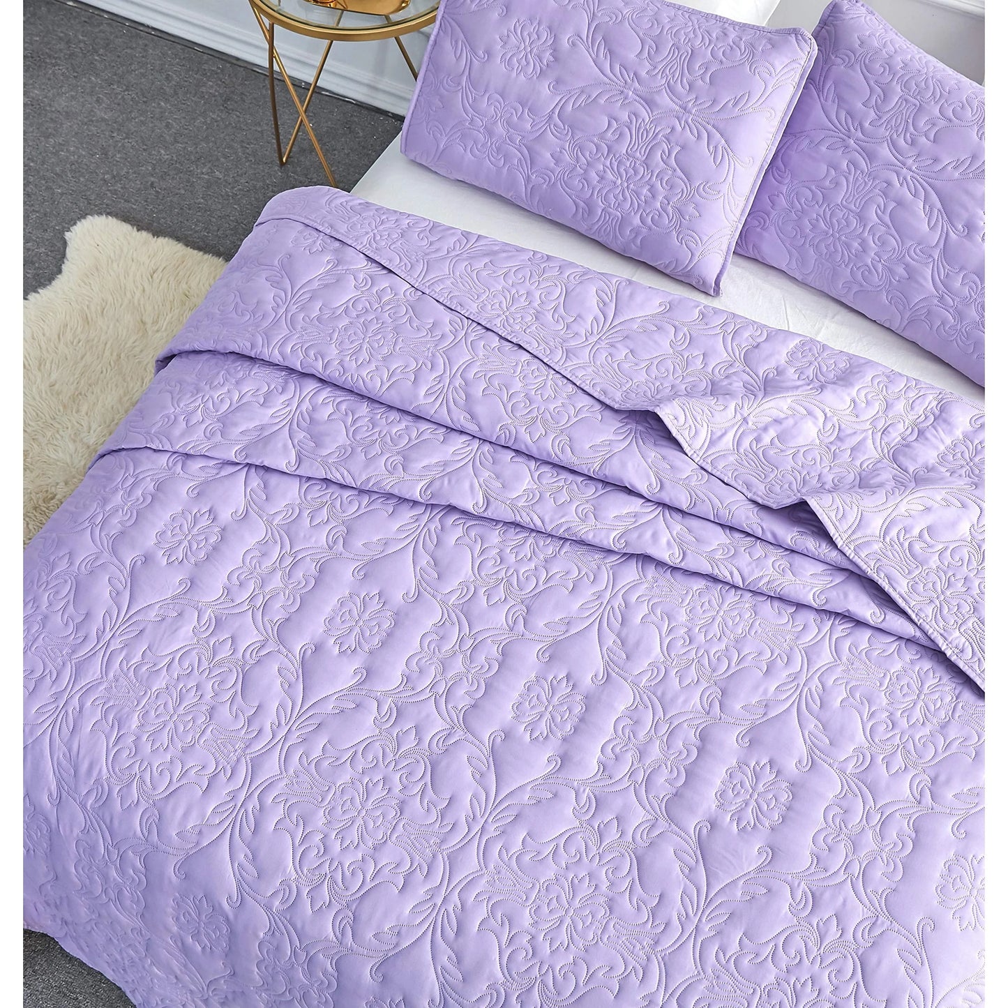 Sophia & William 2/3 Pieces Quilt Set, Reversible Microfiber Bedding Bedspread Coverlet Set