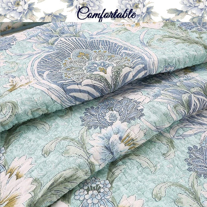 Cozy Line Jasmine Floral 3-piece Reversible Cotton Quilt BeddingSet