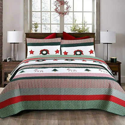 Cozy Line Christmas Wreath 3-Piece Quilt Bedding Set