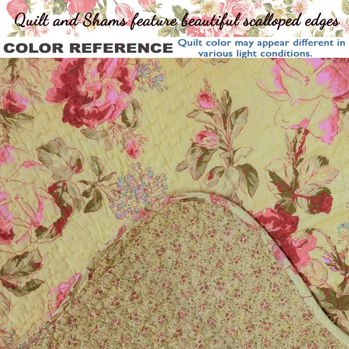 Porch & Den Gladiola Pink Rose Cottage Cotton Quilt Bedding Set