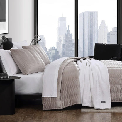 Vera Wang Velvet Linear Stitch Solid Quilt Set