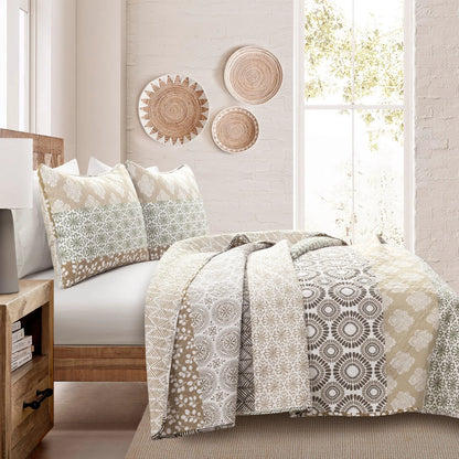 The Curated Nomad La Boheme 3-piece Striped Patterned Quilt Set