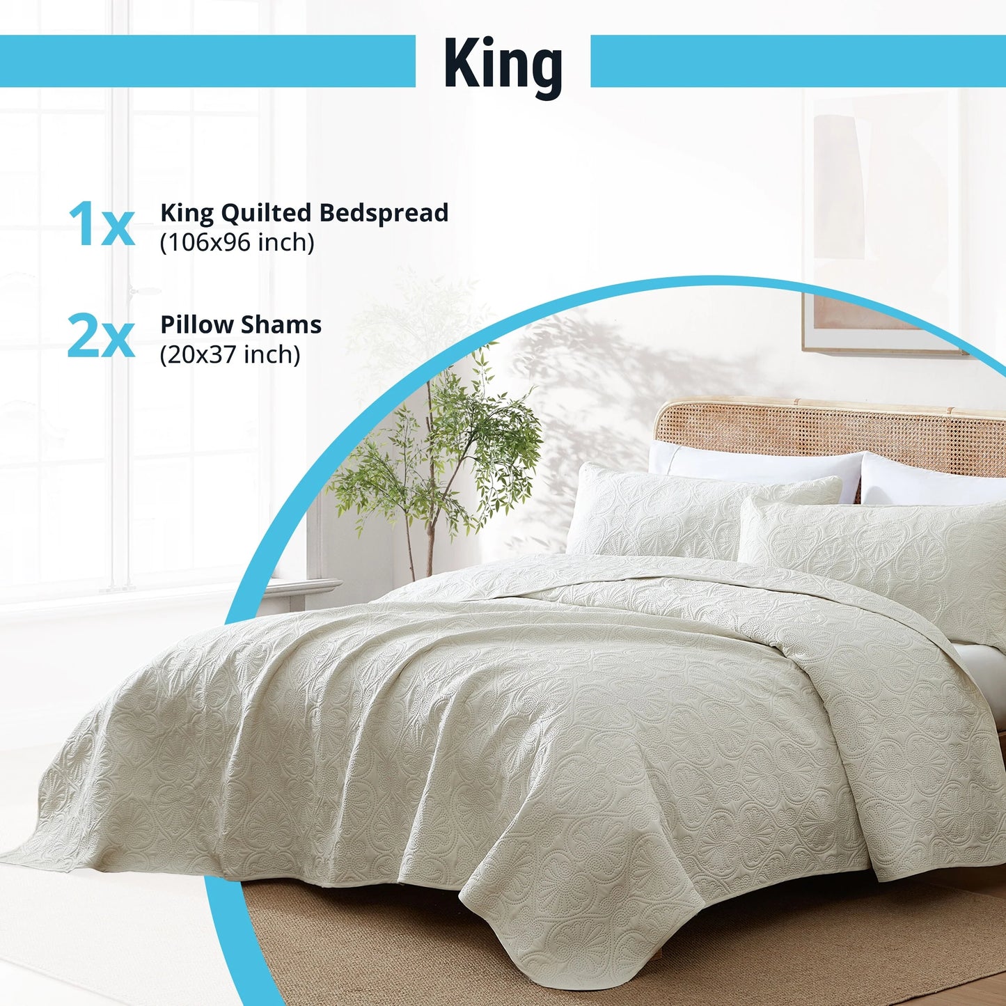 HLC.ME Benji - 3 Piece Size Quilt Set, Lightweight Bedspread Coverlet Set