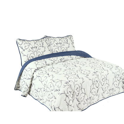Marina Decoration Embroidered Stitching Coverlet Bedspread Ultra Soft Solid Summer Quilt Set, Modern Branch Pattern