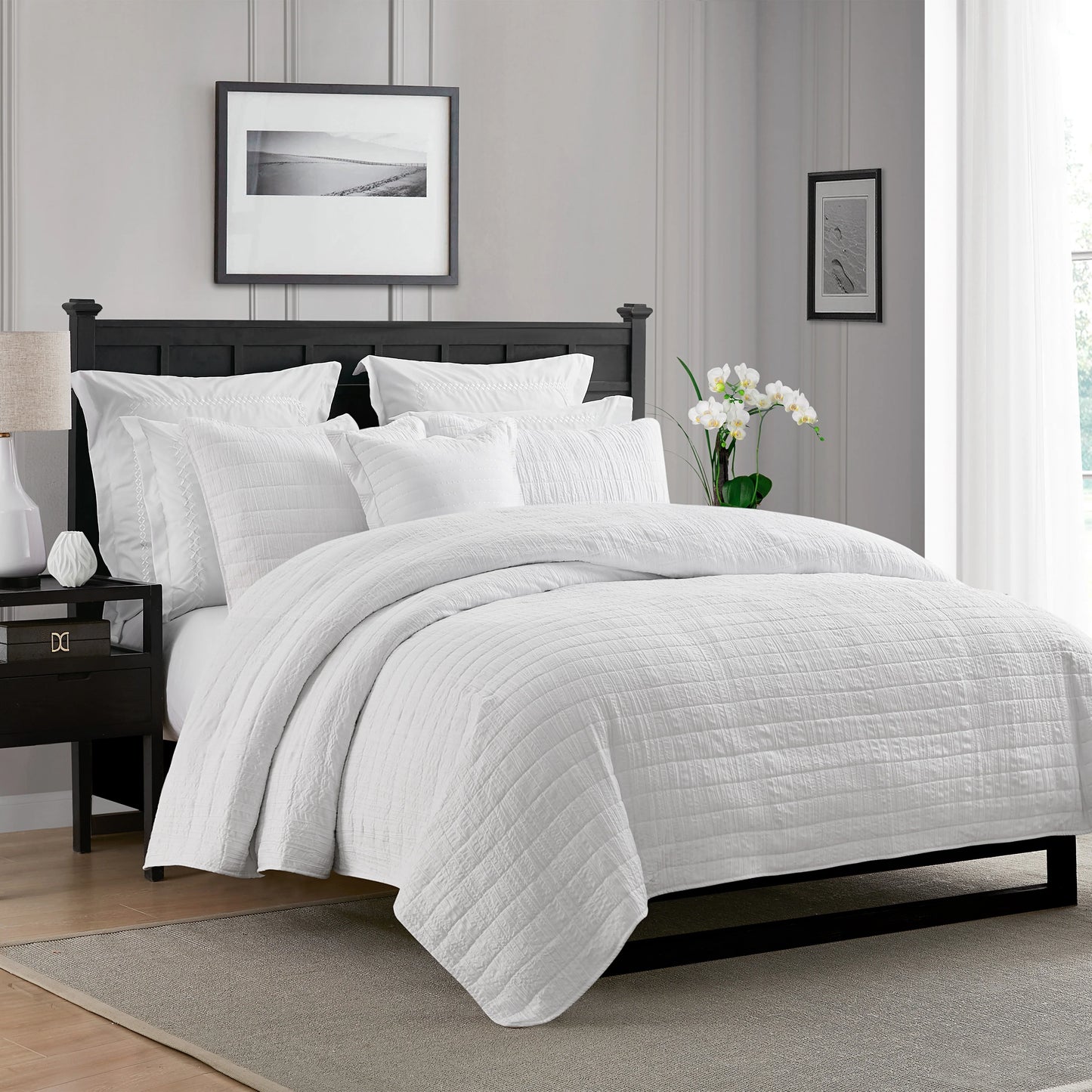 Swift Home Crinkle Enzyme Wash Oversized Coverlet/Bedspread Quilt Sets