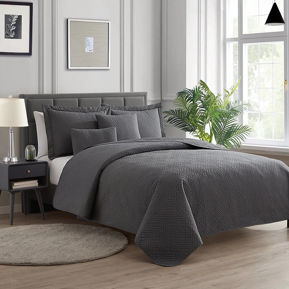 Clara Clark Bedspread Quilt Set - Embossed Pinsonic Lightweight Coverlet Set