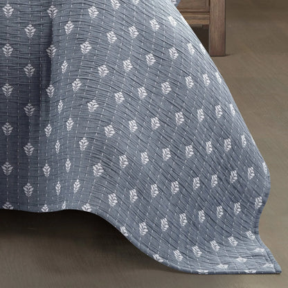 Lush Decor Hygge Kantha Pick Stitch Yarn Dyed Cotton Jacquard 3 Piece Quilt/Coverlet Set