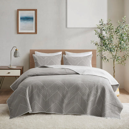 INK+IVY Pomona 3 Piece Embroidered Cotton Quilt Set
