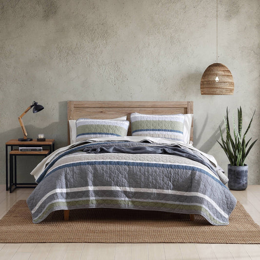 Eddie Bauer Salmon Ladder Beige Cotton Quilt Set