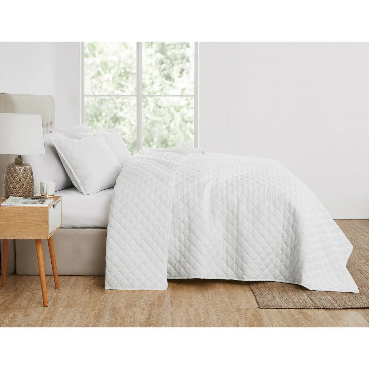 Cannon Solid Oversized Percale 3 Piece Quilt Set