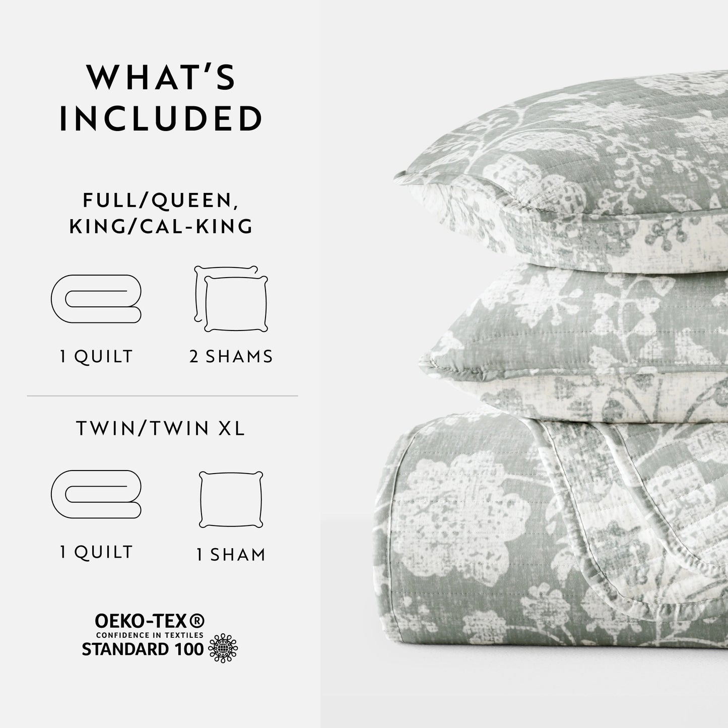 Becky Cameron All Season 3 Piece Textured Floral Reversible Quilt Set
