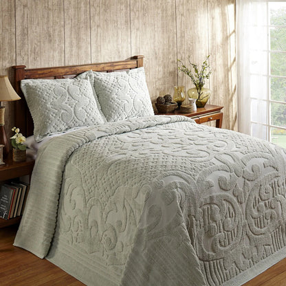 Better Trends Chenille Bedspread Set with Sham Medallion Design 100% Cotton Soft Machine Washable Tufted Ashton Collection